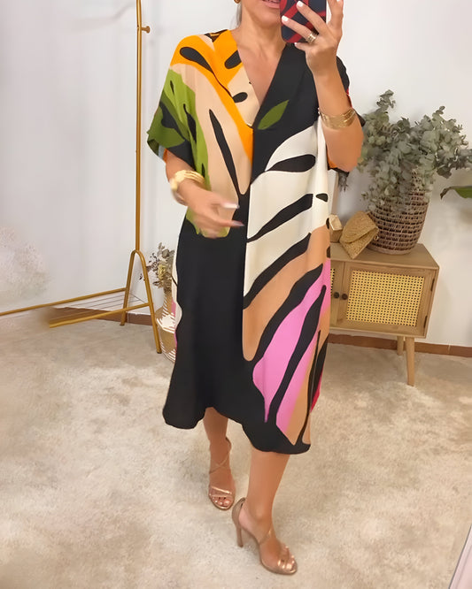 Ailsa - Vestido Informal Con Estampado De Hojas De Colores