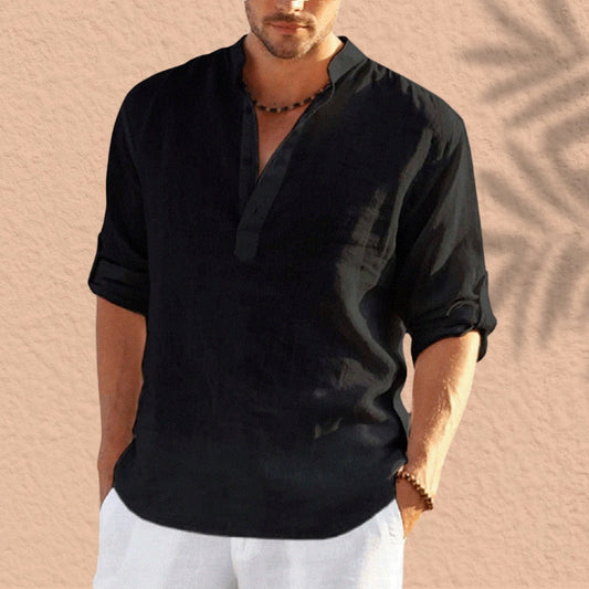 Abdeslam - Camisa Informal De Manga Larga De Lino