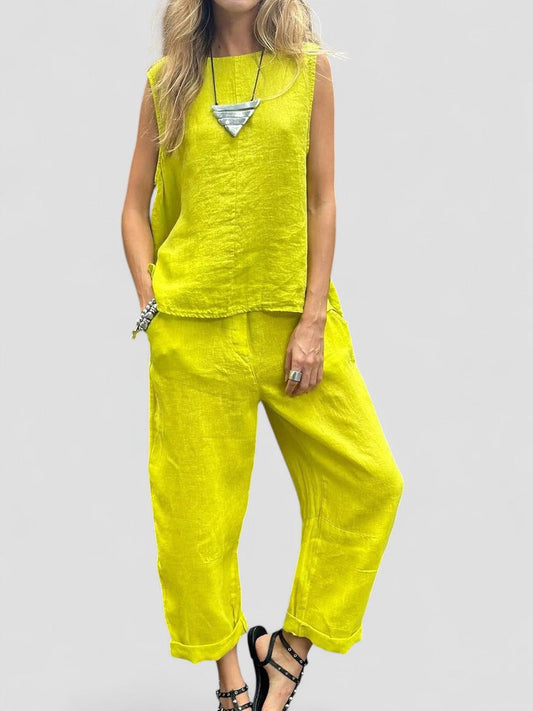 Ailith - Cómodo Top Sin Mangas y Pantalones